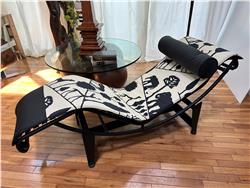 Le Corbusier chaise with Vintage Giacometti Zoo fabric