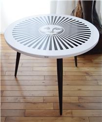 piero fornasetti table radiant sun 3 legs base black white IN STOCK